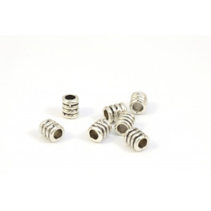 METAL BEAD TUBE 5X4MM ANTIQUE SILVER